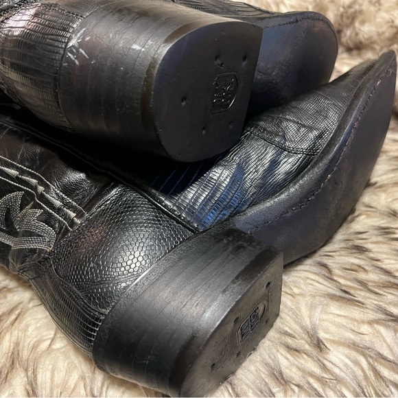 Dan Post Men Top Quality Black LIZARD & Leather western Boots Sz 9 - Picture 9 of 12